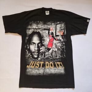 Rare 90s Vintage Michael Jordan Chicago Bulls Black T-shirt Just Do It XL Tall